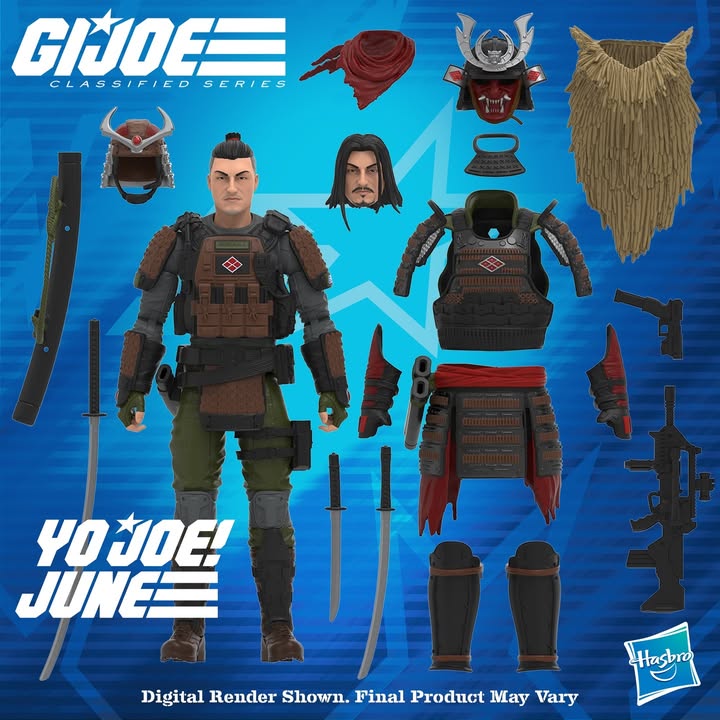 Instagram post by @gijoeclassified for Hasbro Pulse. Caption reads: ICYMI render of G.I. Joe Classified Kyle "Budo"....