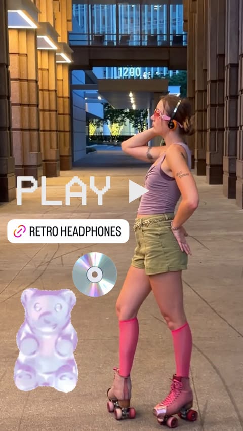 Instagram post by @morgiskatess for JLab. Caption reads: leaning into my Y2K aesthetic with @jlabaudio....