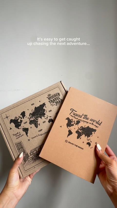 Instagram post by @travelthelakes for Enjoy The Wood. Caption reads: Use code ANNAMARIA for 10% off your map 🌍🤍....