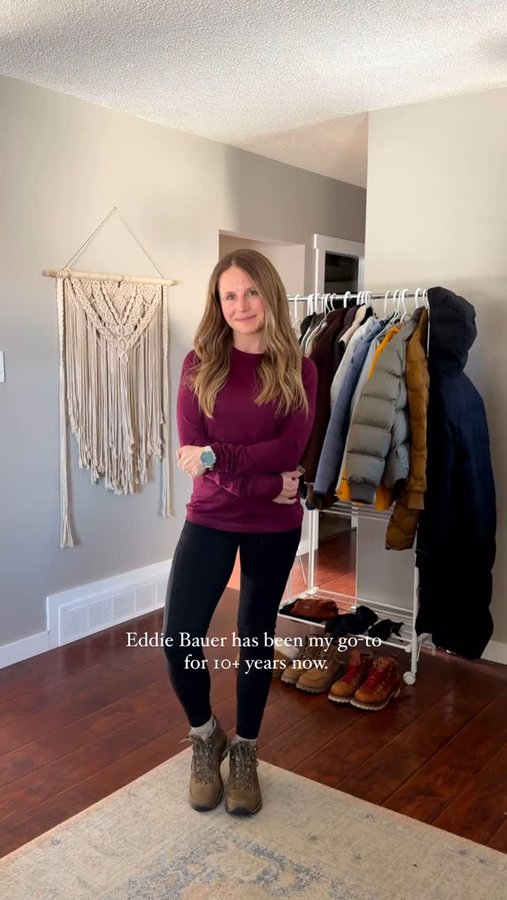 Instagram post by @brookewillson for Eddie Bauer. Caption reads: Whether it’s day-to-day, sub teaching, a walk with....