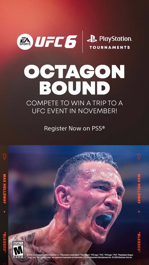 Instagram post by @theufcbaddy for PlayStation. Caption reads: Sign up for the special UFC Bound @playstation....