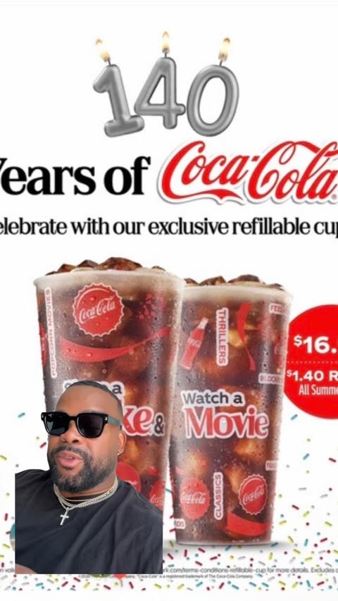 Instagram post by @beloved1906 for Cinemark Theatres. Caption reads: Movies undoubtedly go better with @cocacola, and....