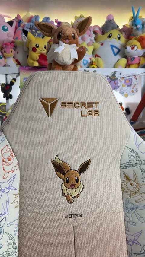 Instagram post by @pokegirlrach for Secretlab. Caption reads: ✨ Secretlab Pokémon Collection✨ Your set-up is....