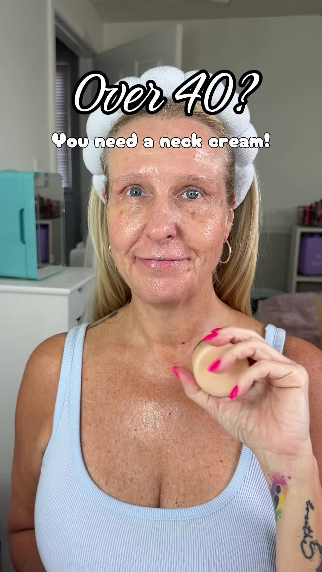 TikTok post by @jgodman1011 for Eight Saints Skincare. Caption reads: I will try all the things for my neck!! This cream....