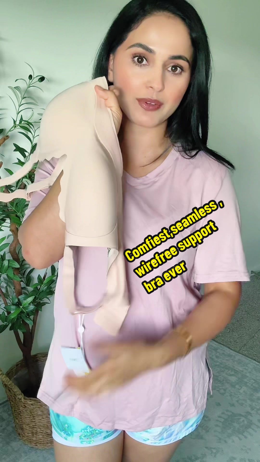 TikTok post by @deepa1965 for Comfelie. Caption reads: [...] forget I’m even wearing a bra 😌 #bra....