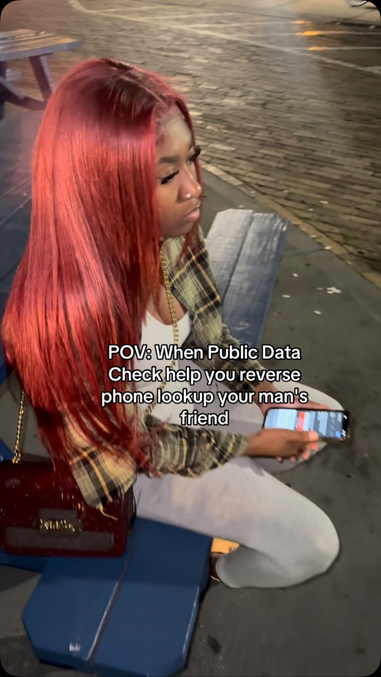 Instagram post by @lovinleee for Public Data Check. Caption reads: @publicdatacheck When he said ‘trust me,’ so I....