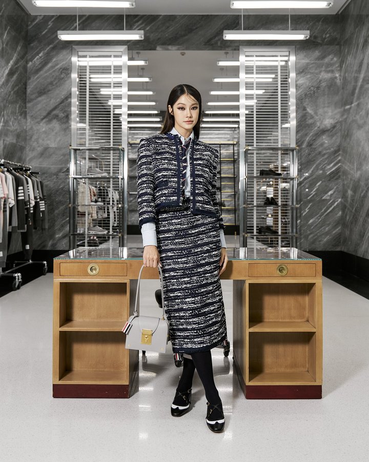 Instagram post by @namtan.tipnaree for Thom Browne. Caption reads: Thom Browne เปิดตัวบูติกแห่งแรกในประเทศไทยที่ชั้น....
