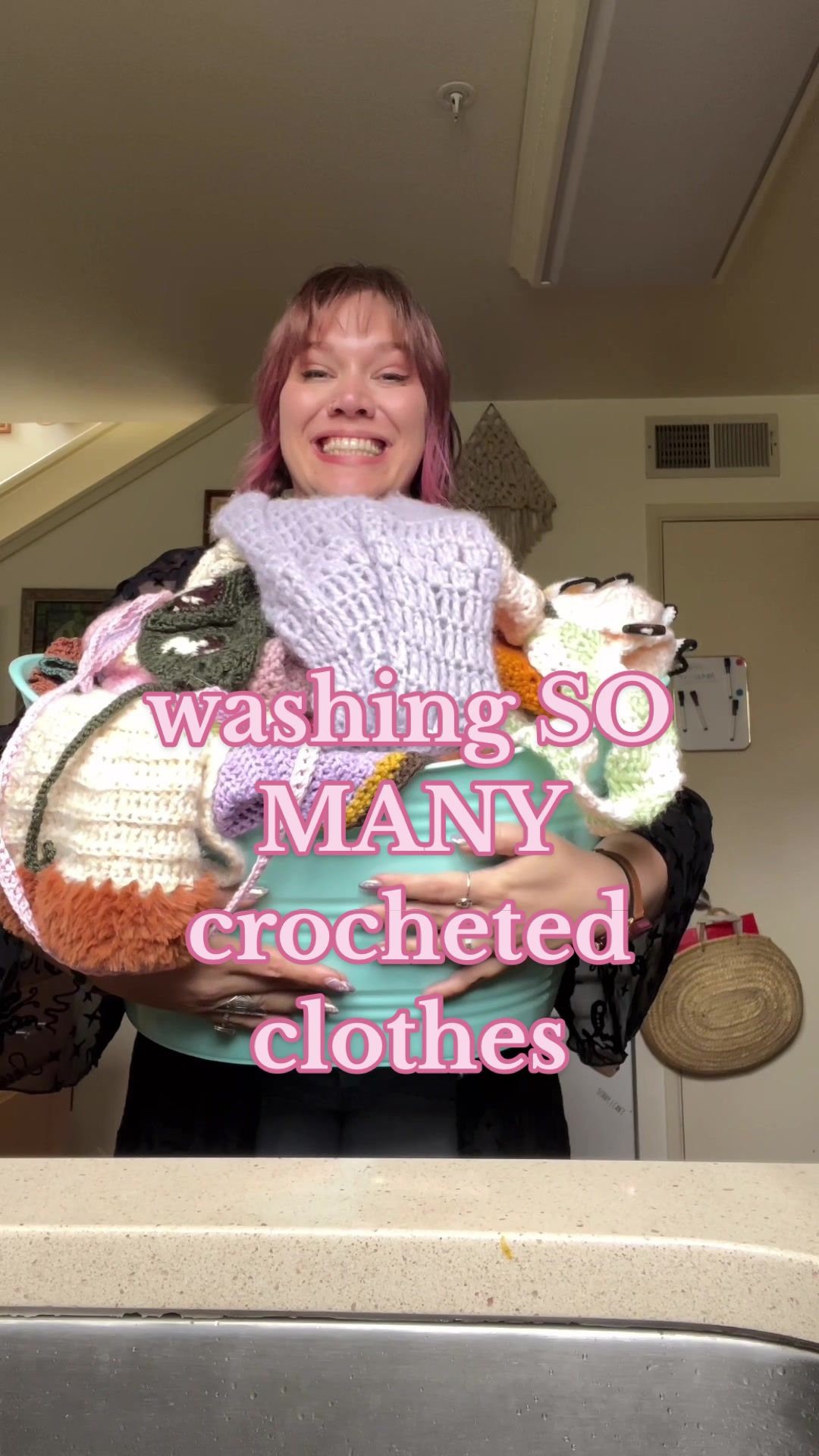TikTok post by @squish.and.co for Strucket. Caption reads: [...] biggest crochet wash i’ve ever done! ....