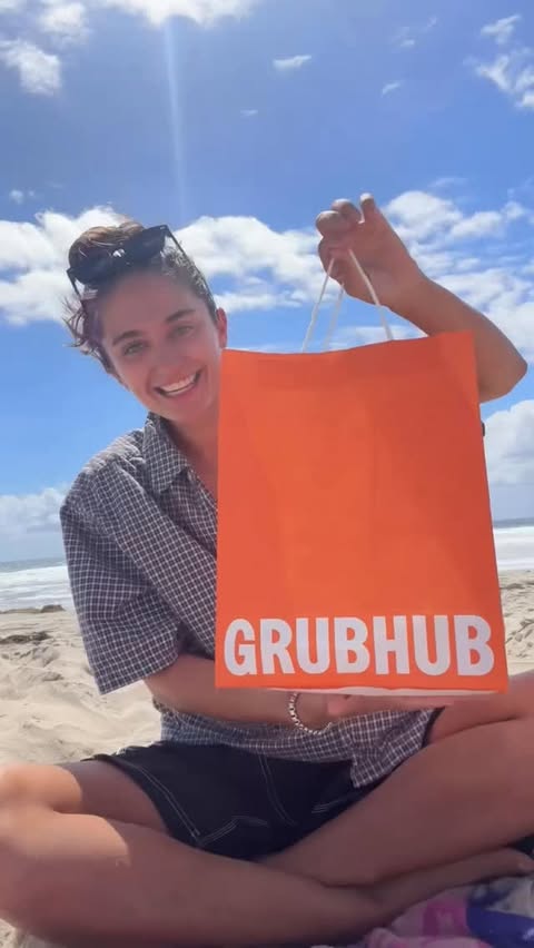 Instagram post by @averycyrus for Grubhub. Caption reads: #ad ad Use AVERY5 to get $5 off a $12+ Grubhub+....