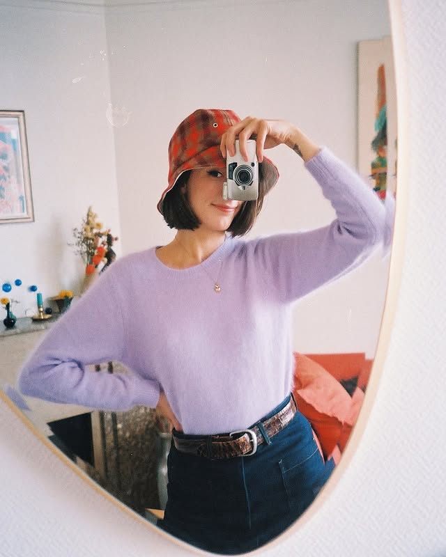 Instagram post by @wiwoos for Bellerose. Caption reads: Back to purple vibes 💁🏻‍♀️🔮💜 With....
