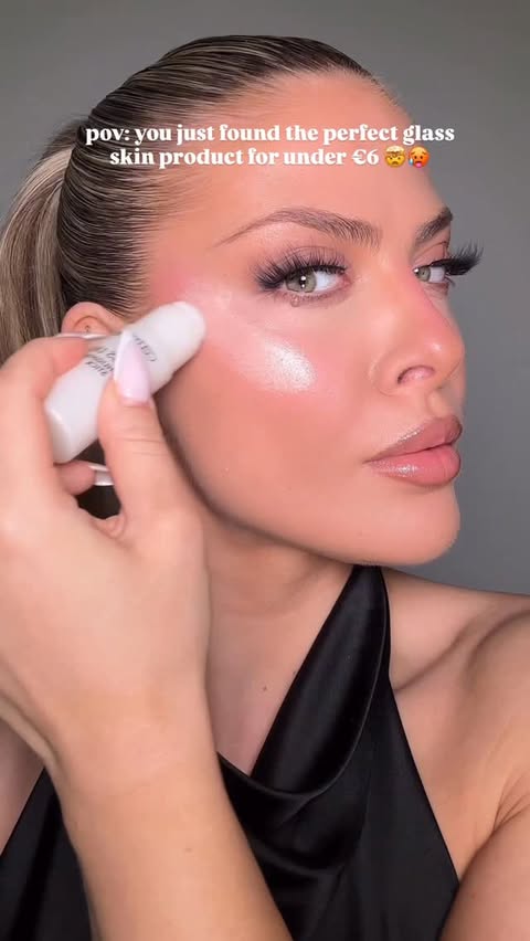 Instagram post by @monika_mua for Catrice Cosmetics. Caption reads: glass skin under €6 🤯🥵 @catrice__ireland have....