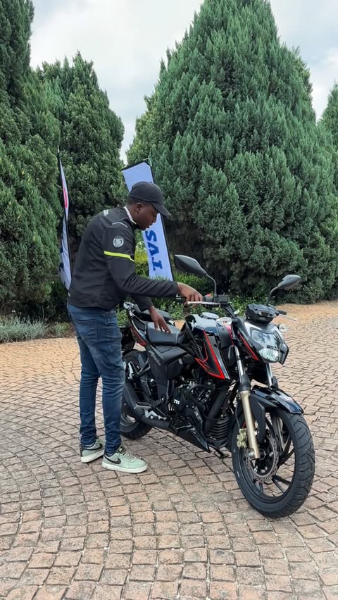 Instagram post by @mzansi_petrol_headz for TVS Motor Company. Caption reads: A new player has officially entered the South....