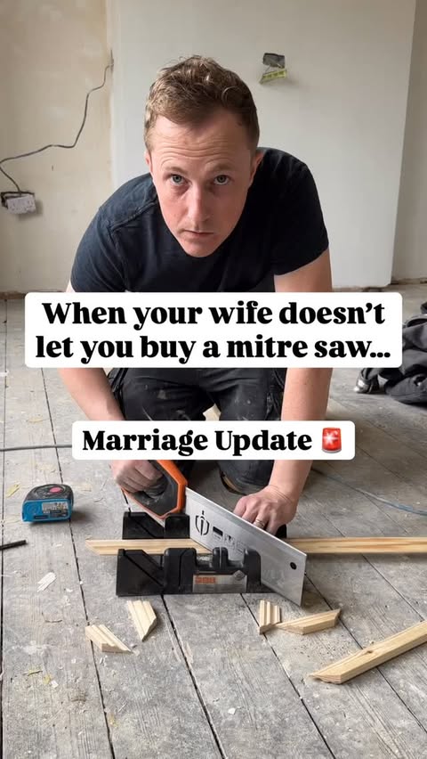 Instagram post by @diary.of.a.fixer.upper for RYOBI Tools. Caption reads: Turns out saying “my wife won’t let me buy a mitre....