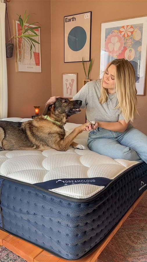 Instagram post by @highboyla for DreamCloud Sleep. Caption reads: [...] fall refresh! 🍂☁️ We got the....