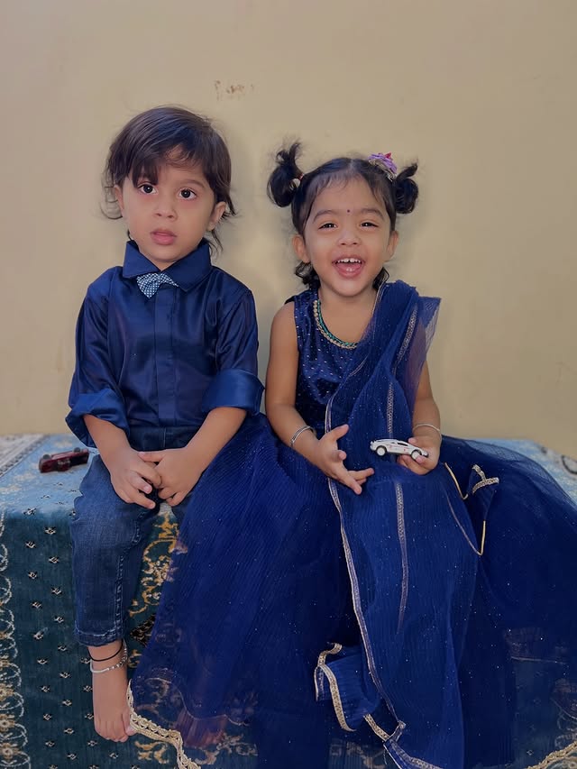 Instagram post by @kstwins for FirstCry. Caption reads: #Collaboration with @firstcryindia New beginnings,....