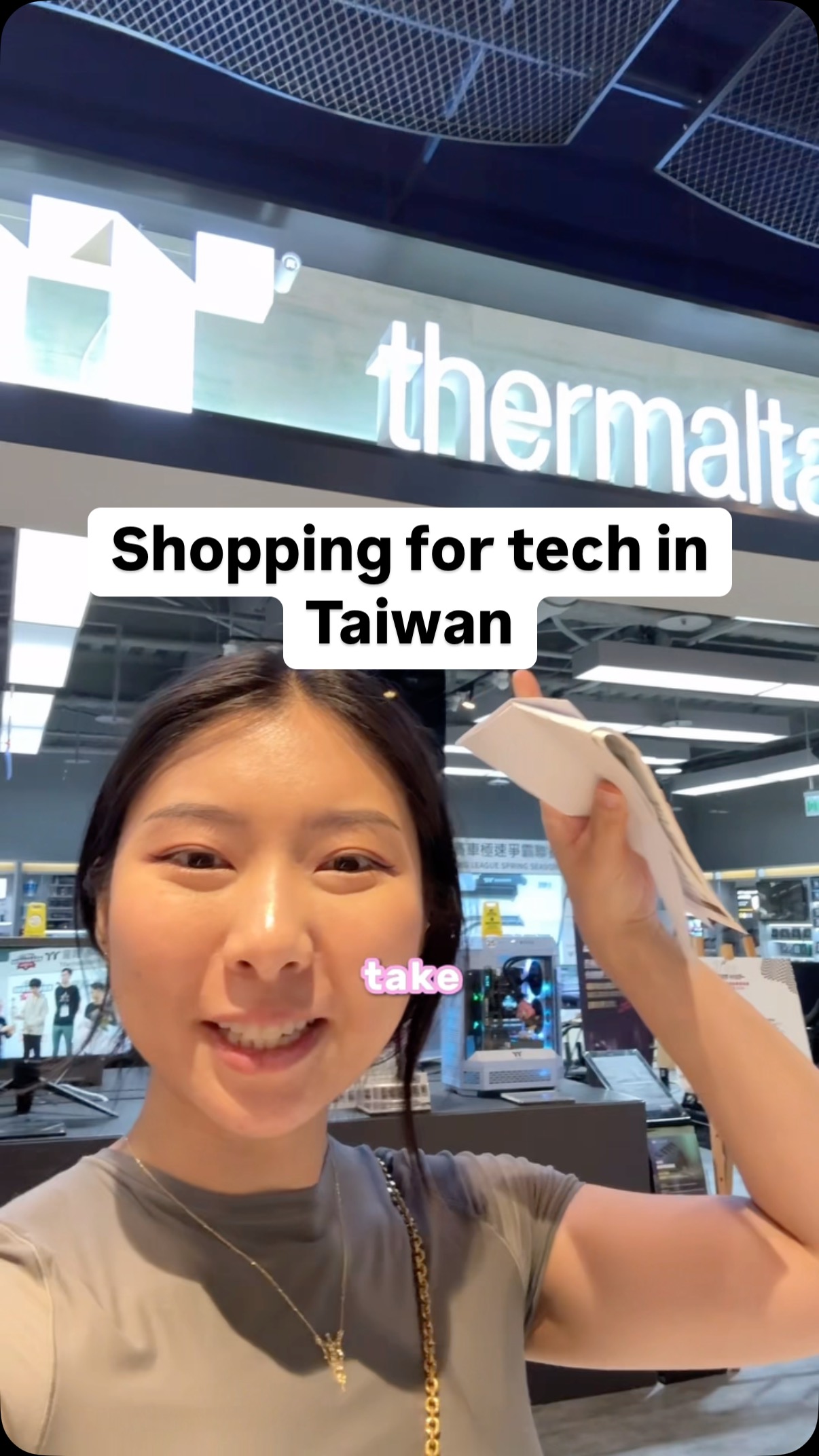 Instagram post by @peachietech for Newegg. Caption reads: There’s just soooo much to look at omg 😱 Thank....