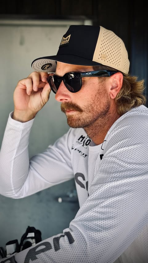 Instagram post by @destincantrell for Oakley. Caption reads: [...] being on the bike with me. Stoked on the....
