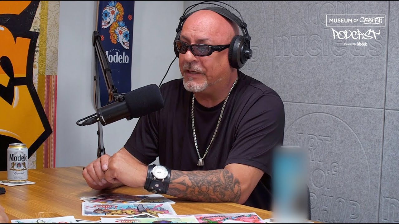 YouTube post by @MuseumofGraffiti for Museum of Graffiti. Caption reads: Museum of Graffiti Podcast Presented by Modelo #02....