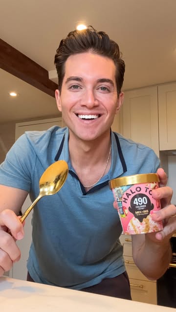 Instagram post by @ericgoldie for Halo Top Creamery. Caption reads: [...] Head over to the link in bio on....