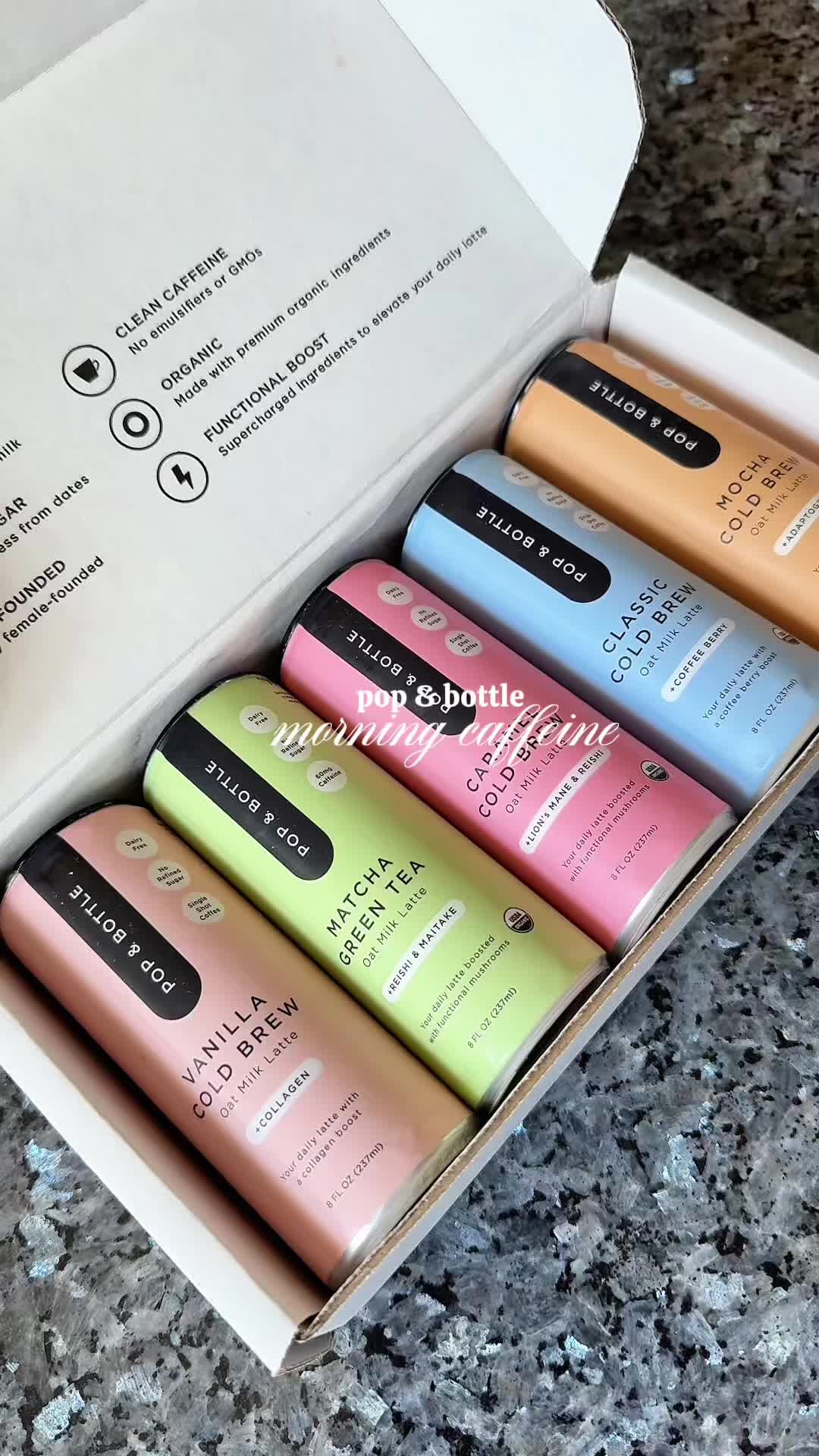 TikTok post by @strawberriezsnz for Pop & Bottle. Caption reads: 5 flavors, 0 dairy, and no added sugar! Have you....