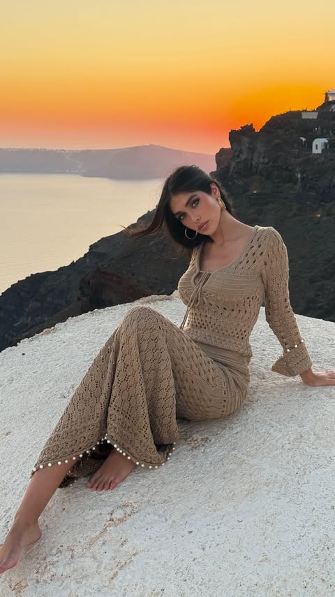 Instagram post by @alyaleyna for Fashion Nova. Caption reads: Santorini sunsets @fashionnova | AD.