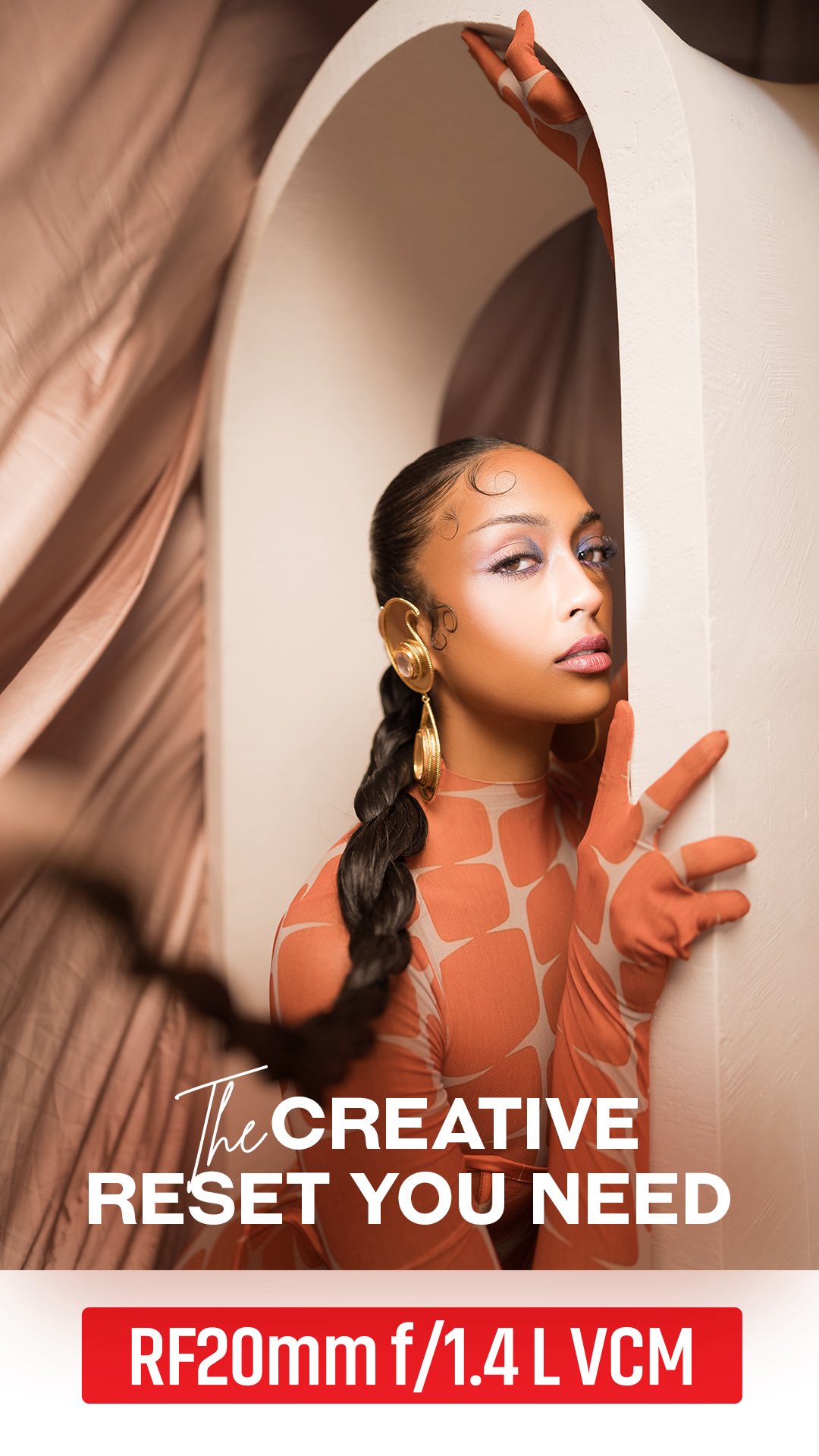 Instagram post by @aishwaryaa.nayak for Canon Italia. Caption reads: The Creative Reset You Need — RF 20mm f/1.4 L....