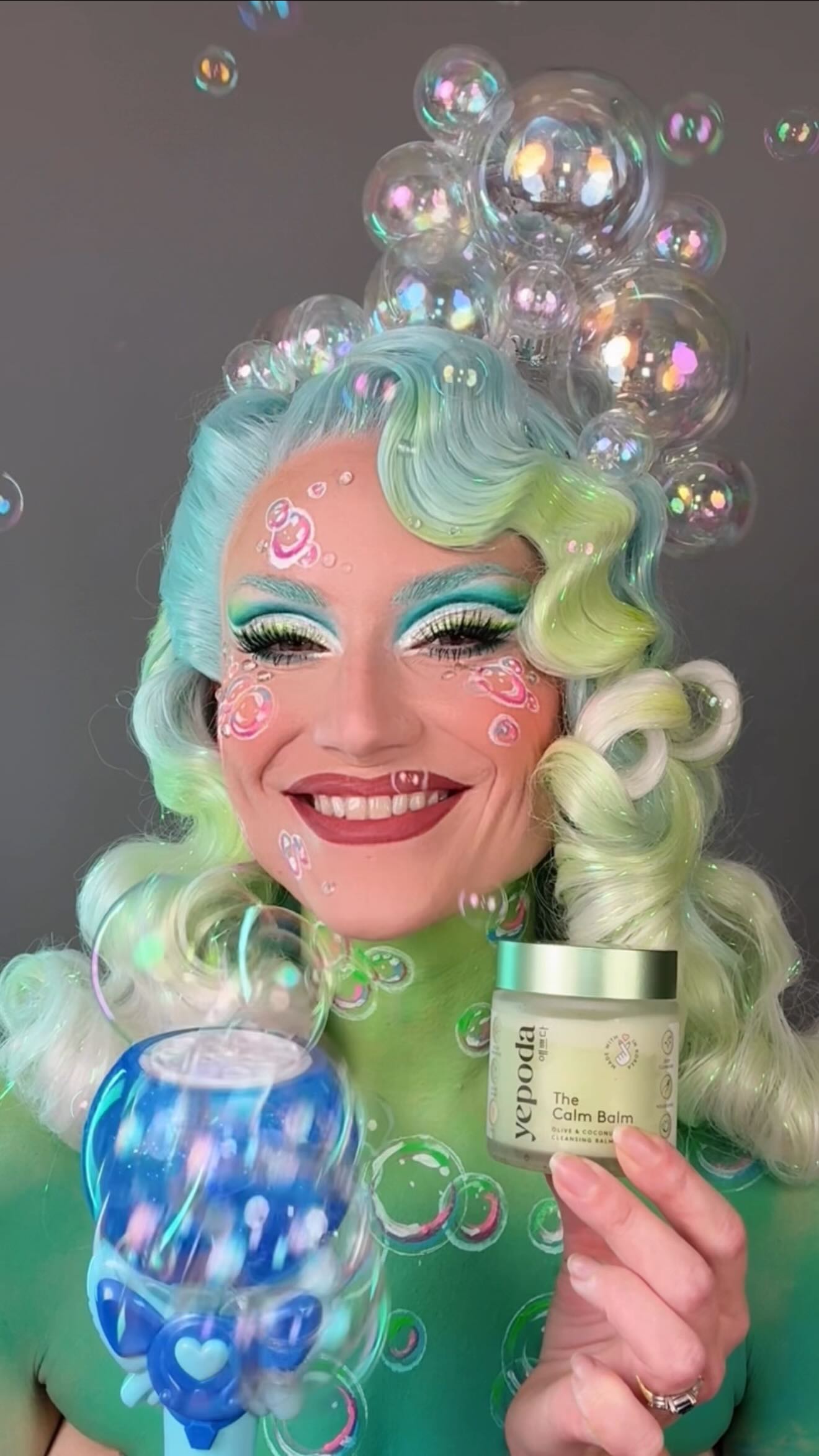 Instagram post by @the_wigs_and_makeup_manager for Yepoda. Caption reads: #ad 🫧Yepoda Makeup Removal 🫧
🫧Using Yepoda Calm....