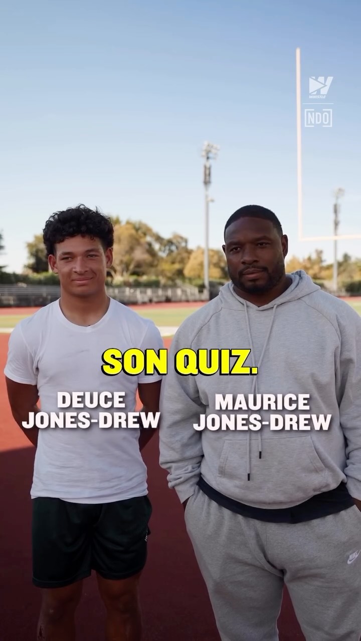 Instagram post by @m.jonesdrew32 for Whistle. Caption reads: How well does @duecejd_ know his dad....