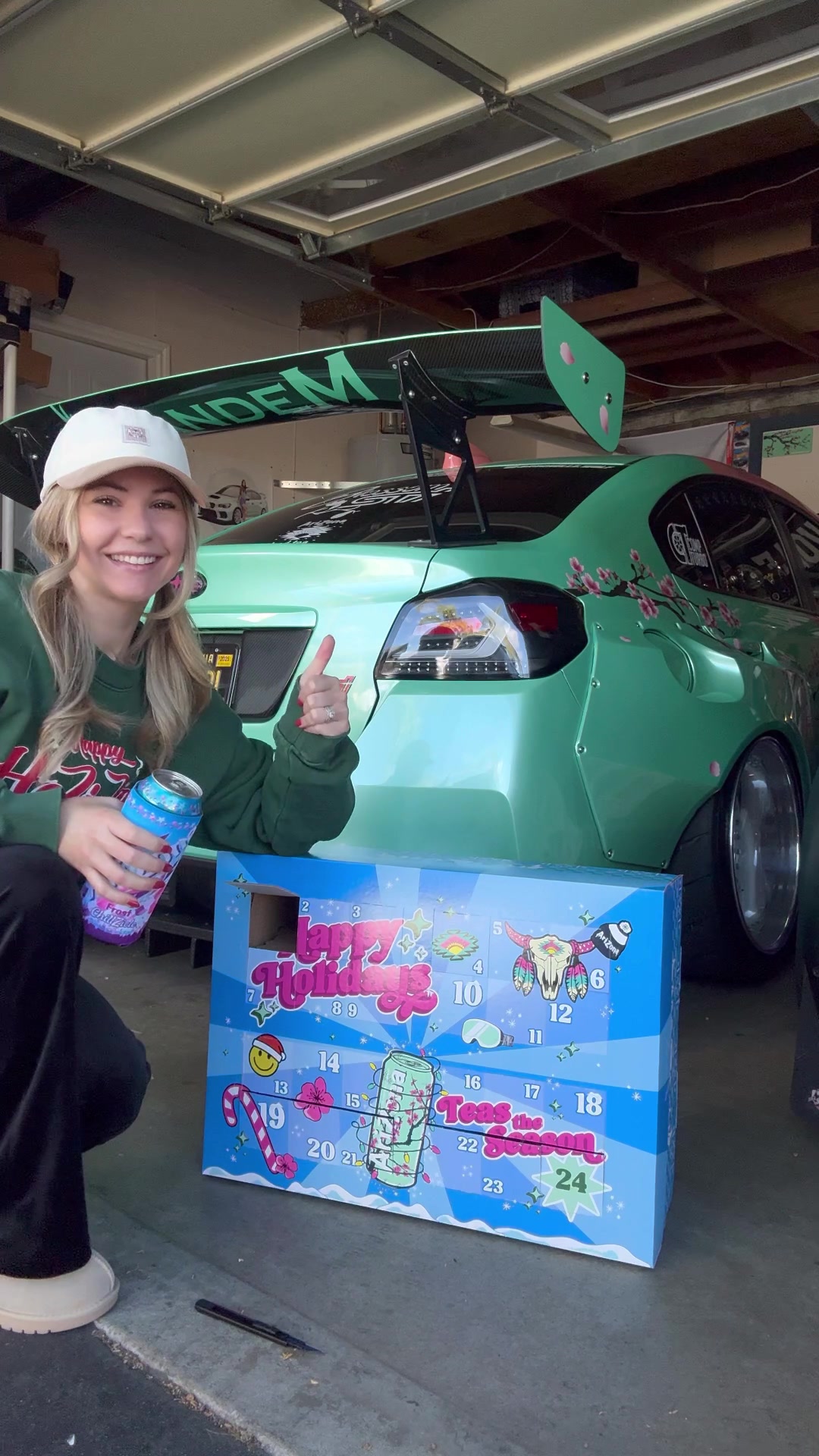 TikTok post by @blossom.sti for AriZona Iced Tea. Caption reads: Kicking off December with the @AriZona Iced Tea....