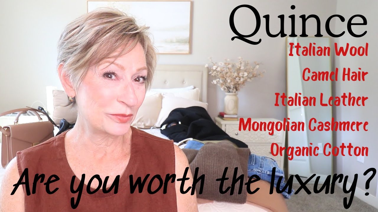 YouTube post by @AgeIsJustANumber for City Beauty. Caption reads: Affordable REAL LUXURY:  QUINCE Review and TRY ON....