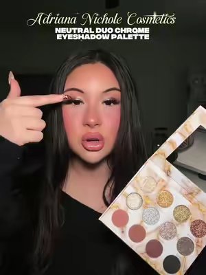 TikTok post by @glamwithjenny for Adriana Nichole Cosmetics. Caption reads: Loveee her shadows 😍✨ @Adriana Nichole Cosmetics.