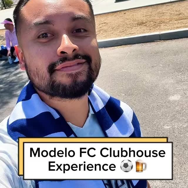 Instagram post by @elsoccerguy_ for Modelo USA. Caption reads: [...] Modelo FC Clubhouse in Las Vegas 🍺⚽️....