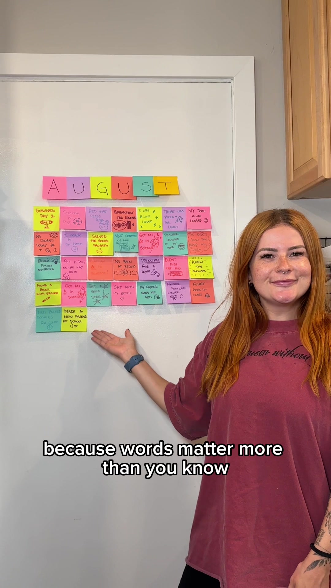 TikTok post by @larydotcom for Post-it. Caption reads: [...] calendar of tiny wins #TheWordsAddUp....