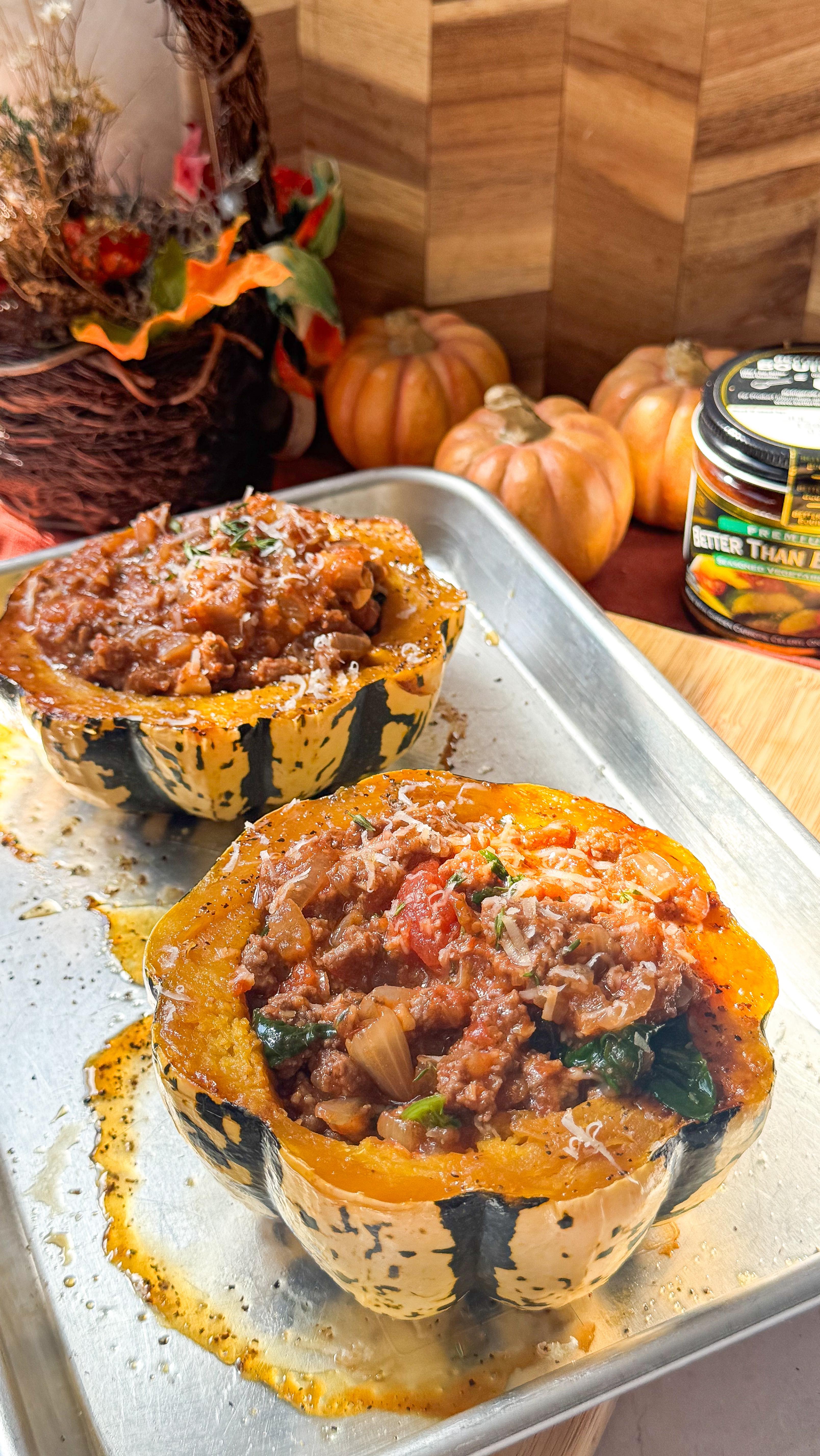 Instagram post by @dieteticaesthetic for Better Than Bouillon. Caption reads: Stuffed dumpling squash bowls using....