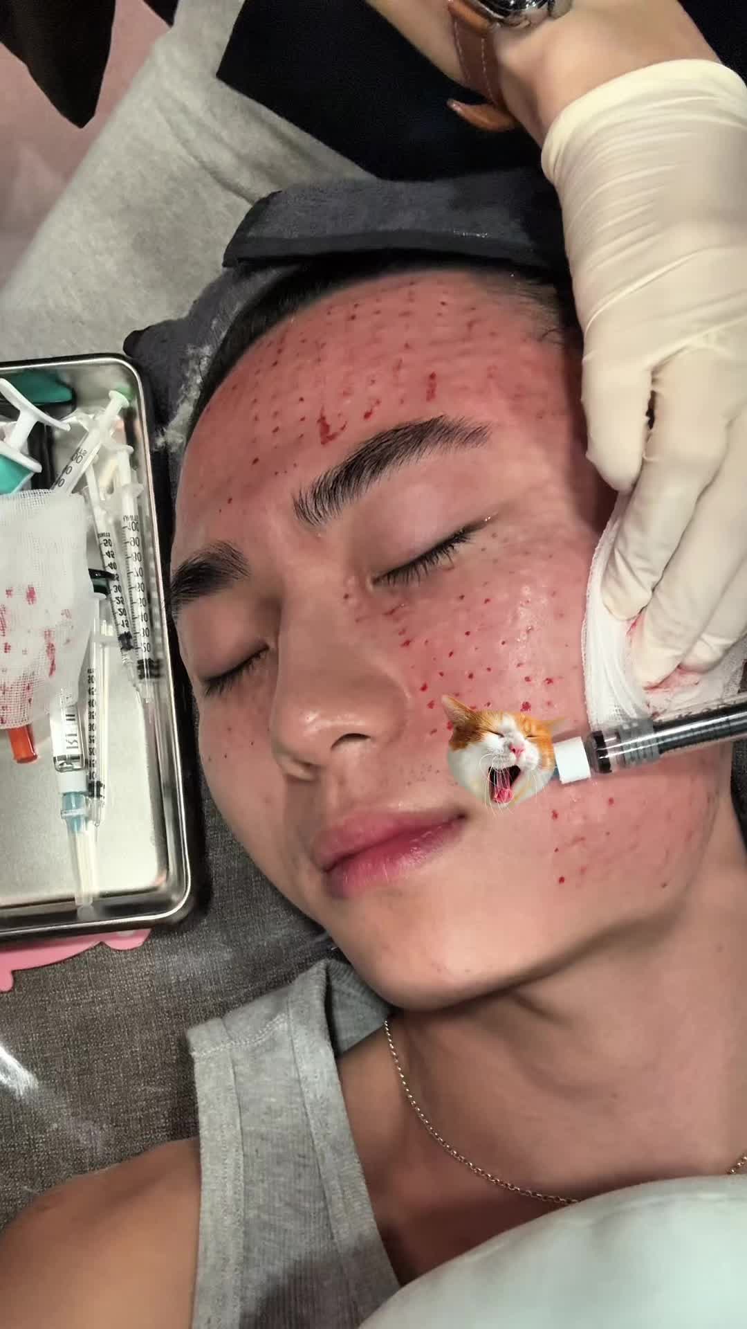 TikTok post by @daesung98 for Medicube. Caption reads: [...] Salmon Sperm? Cream & device from: @medicube....