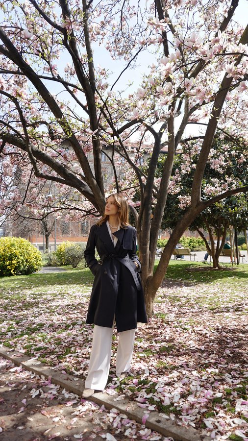 Instagram post by @ludosauer for Herno. Caption reads: Classy spring 🌸

@herno_official #Herno....