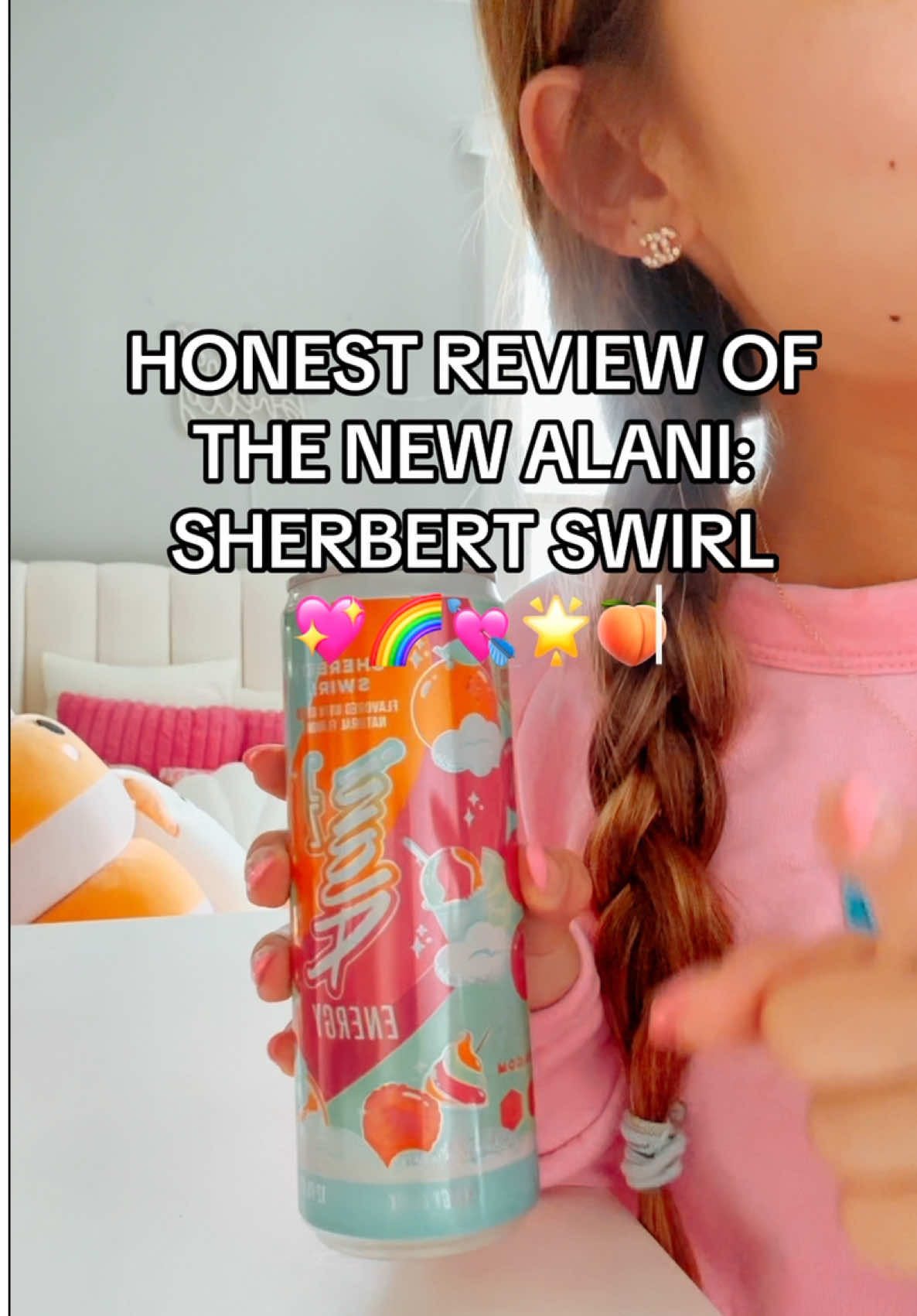 TikTok post by @sparklypinkcheetah for Alani Nutrition. Caption reads: pre tennis alani taste test! what do you think?!....