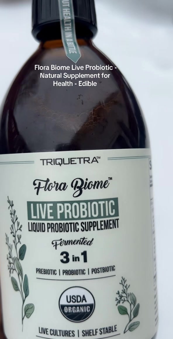 TikTok post by @ameehyerimihg1 for Triquetra Health. Caption reads: Flora Biome Live Probiotic - Natural Supplement....
