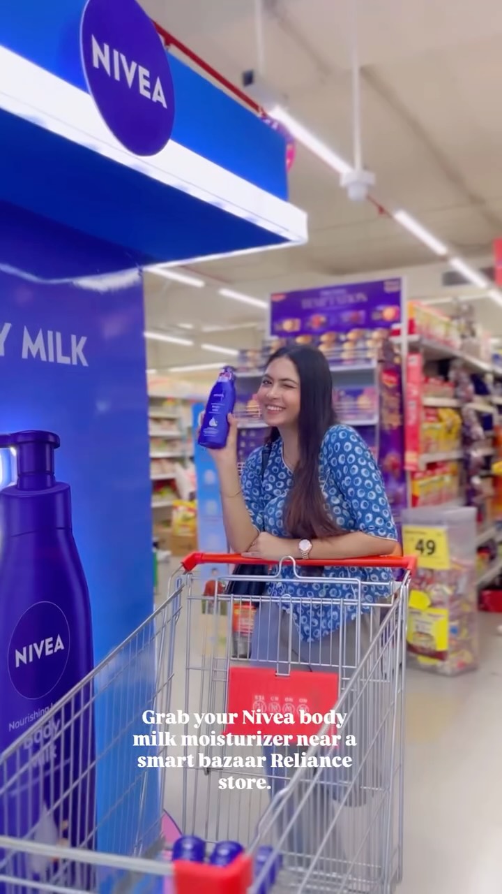 Instagram post by @pratyashasarkar06 for SMART Bazaar. Caption reads: #ad NIVEA Body Milk = OG care + modern upgrade 💙....