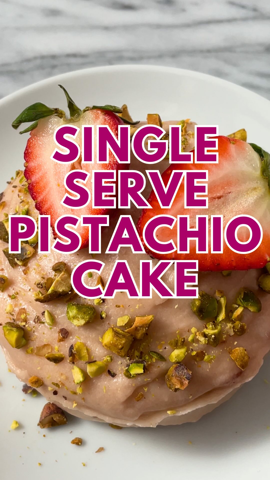 Instagram post by @kathleenscravings for Bake from Scratch. Caption reads: SINGLE SERVE PISTACHIO CAKE 🍓Grab the single....