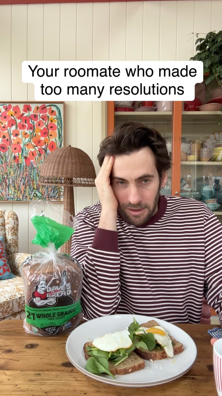 Instagram post by @gus.heagerty for Dave's Killer Bread. Caption reads: I bit off more than I could chew with my....