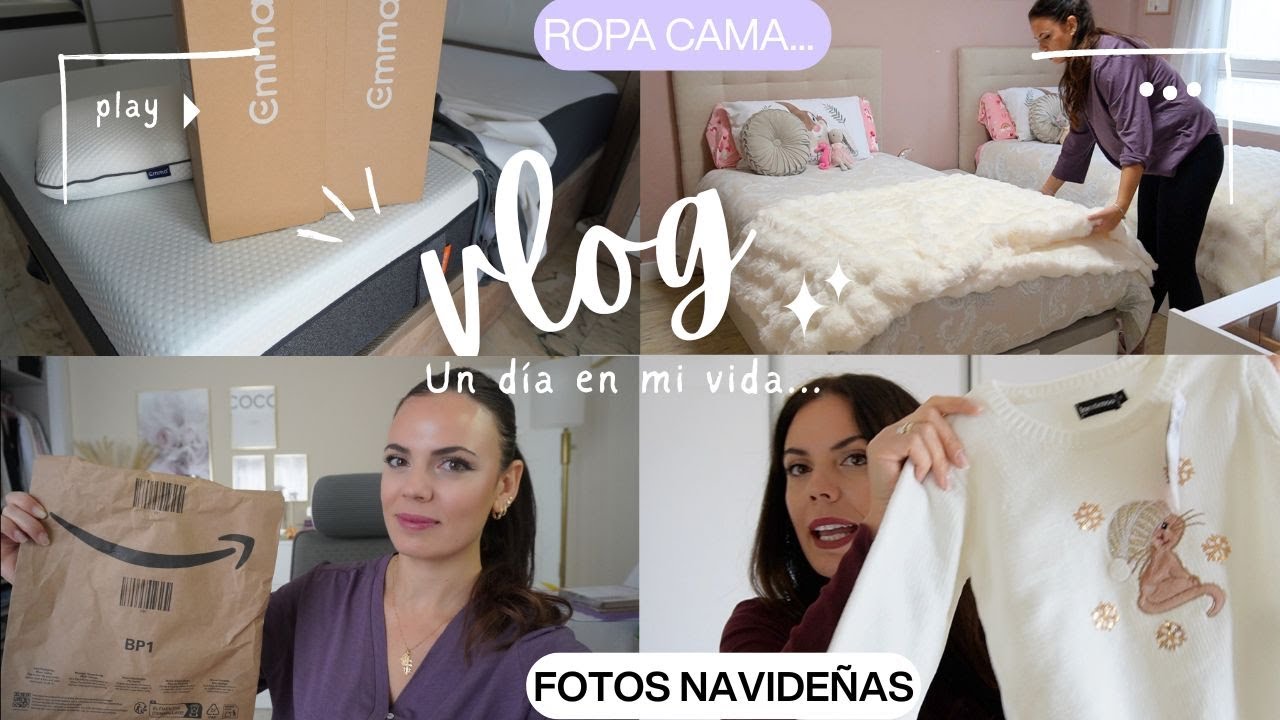YouTube post by @familiabombonasovlogs3347 for Emma Colchon. Caption reads: AMAZON PACKAGE - NEW NORDIC BEDS - CHRISTMAS....