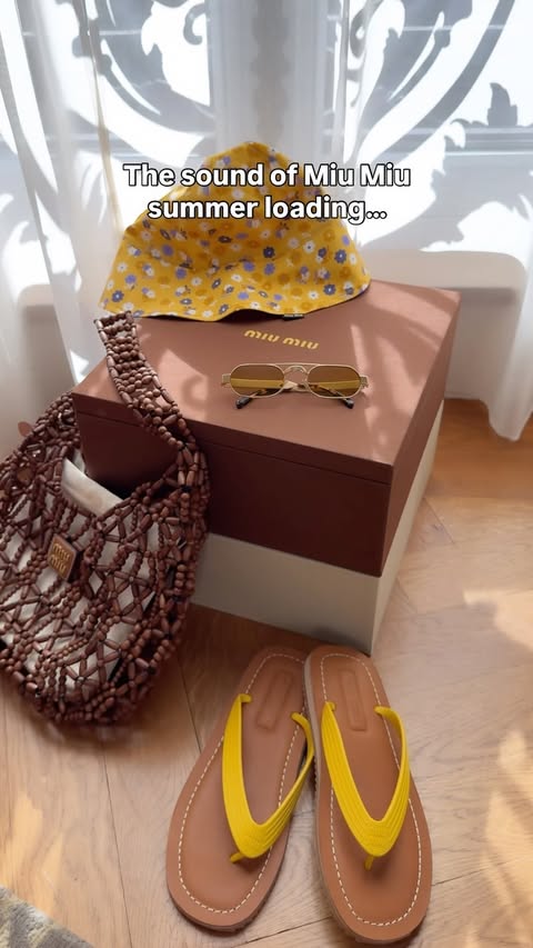Instagram post by @leoniehanne for Miu Miu. Caption reads: Miu Miu summer loading…Which one is your fave....