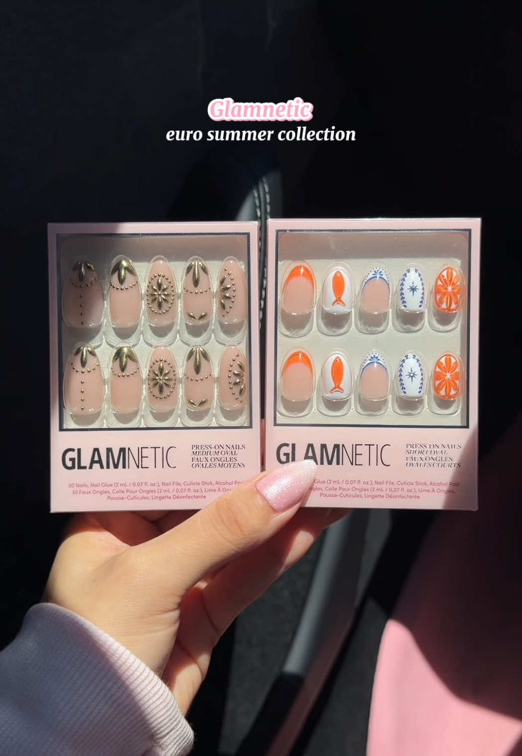 TikTok post by an influencer for Glamnetic. Caption reads: Love this collection! ☀️🎀 @Glamnetic #glamnetic....