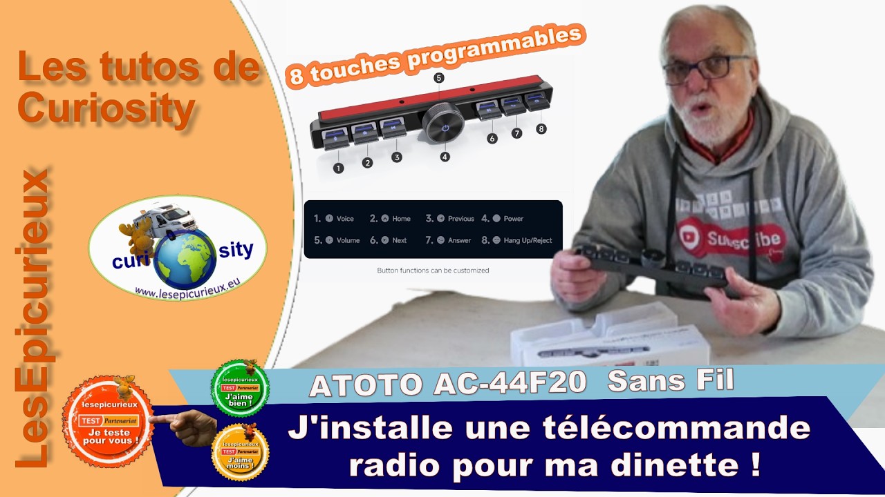 YouTube post by @LesEpicurieux for ATOTO. Caption reads: [...] S8 car radio: Links to videos mentioned:....
