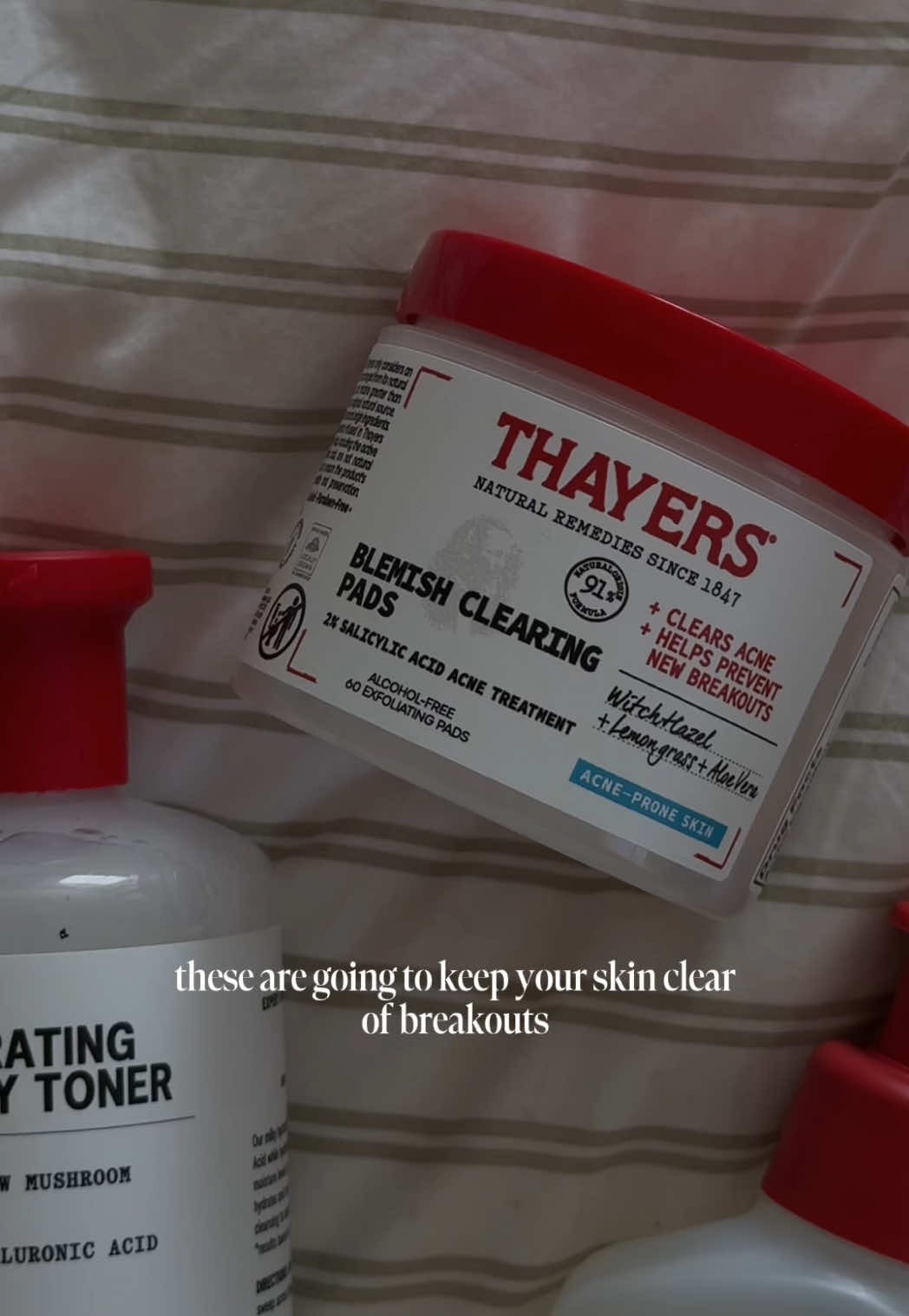 TikTok post by @rosiepiper_ for Thayers. Caption reads: a skincare routine your wallet likes and skin....
