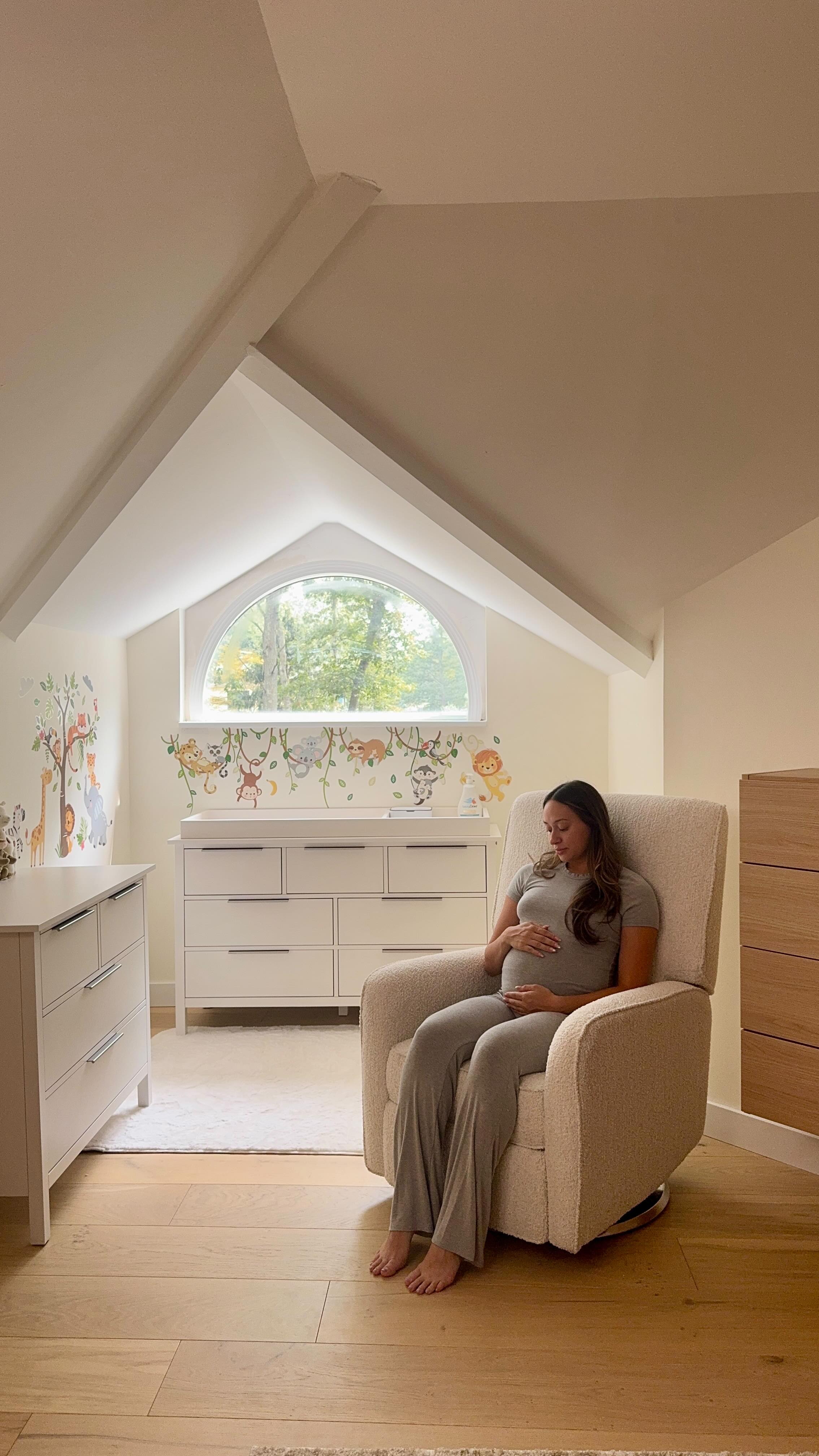 Instagram post by @misha__bell for Delta Children. Caption reads: As a First Time Mom designing your nursery really....