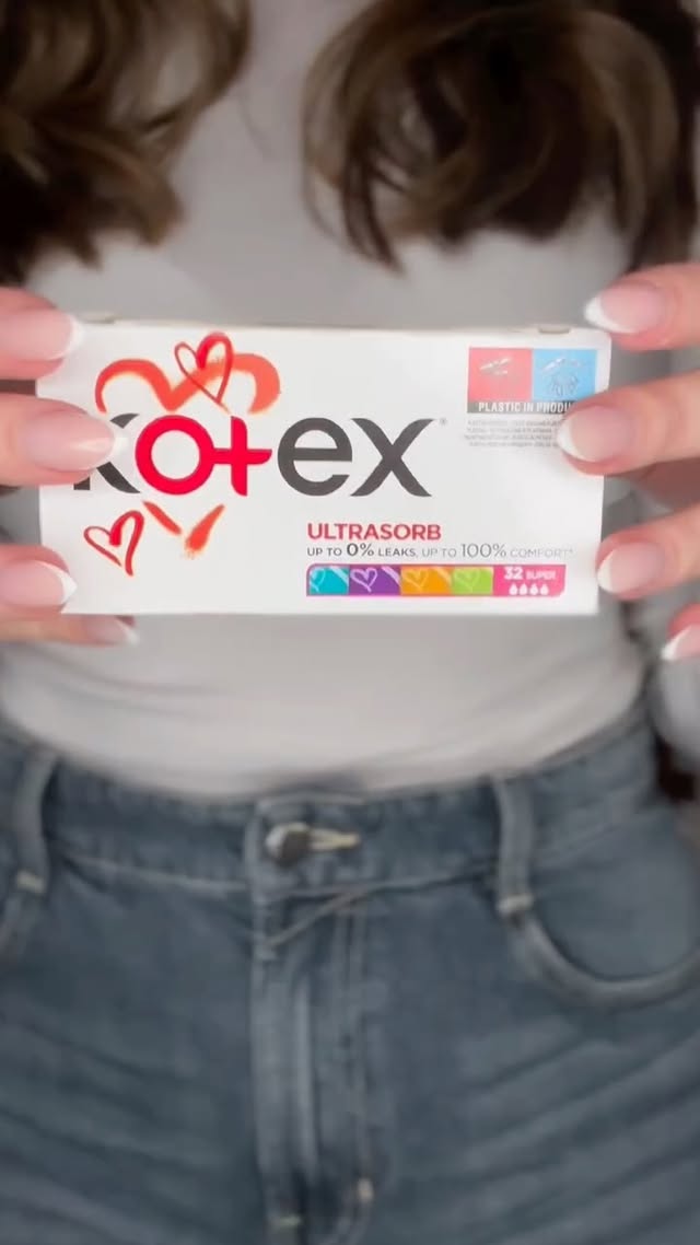 Instagram post by @_kocourkovaadel_ for Kotex. Caption reads: @kotex_cz 💜#kotexczechia #kotextamponsultrasorb....