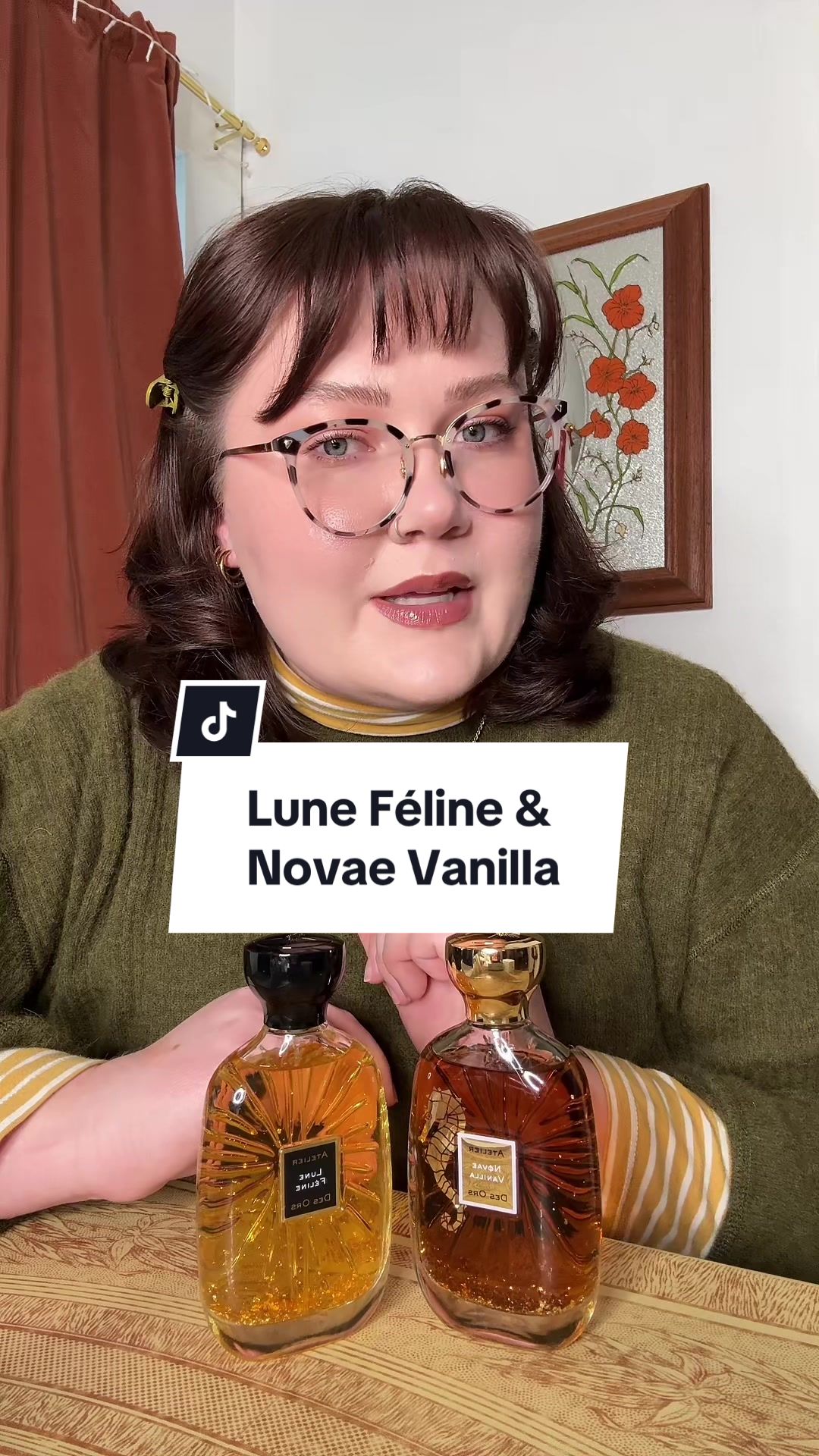 TikTok post by @eliselovessmells for Atelier Des Ors. Caption reads: (PR) Thank you SO so much @Atelier Des Ors ❤️ I am....