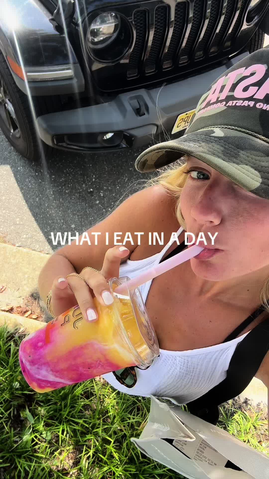 TikTok post by @popstar.katie for Bloom Nutrition. Caption reads: Running 10 miles definitely left me pretty hungry....